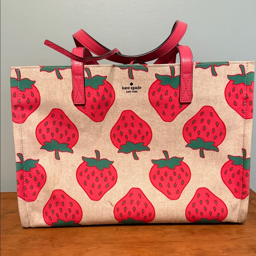 Kate Spade Red and Tan Strawberry Tote